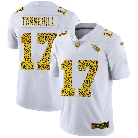 Herren Tennessee Titans Trikot Ryan Tannehill 17 Nike Flocked Leopard Print Weiß